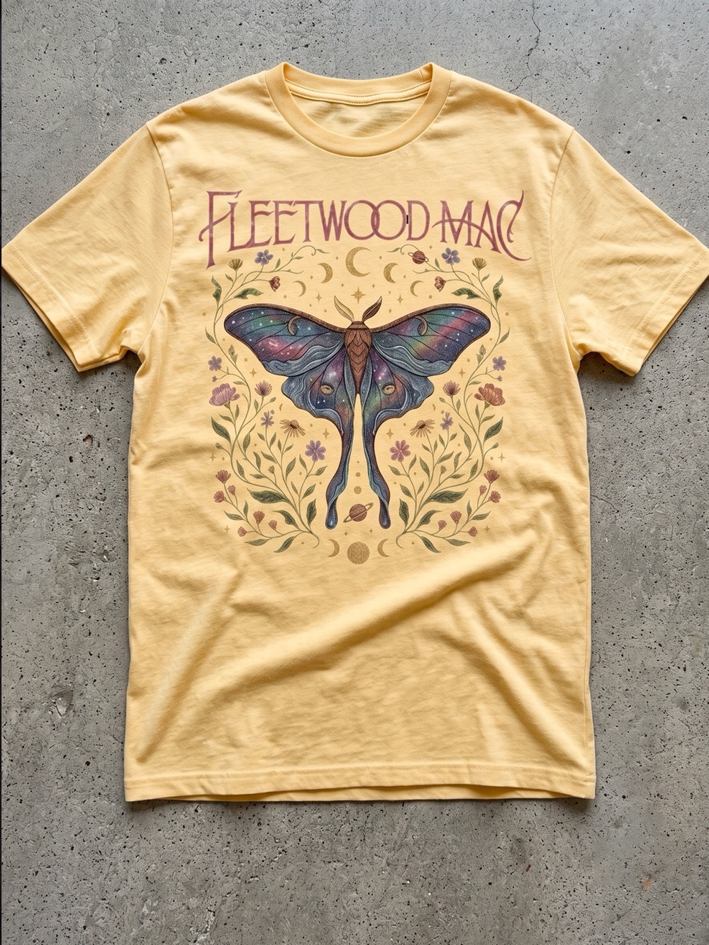 Fleetwood Mac Galaxy Luna Moth Bohemian Soft Yellow T-Shirt